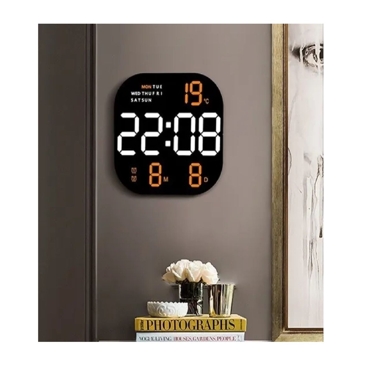 OTTOWARE - Reloj de pared LED digital