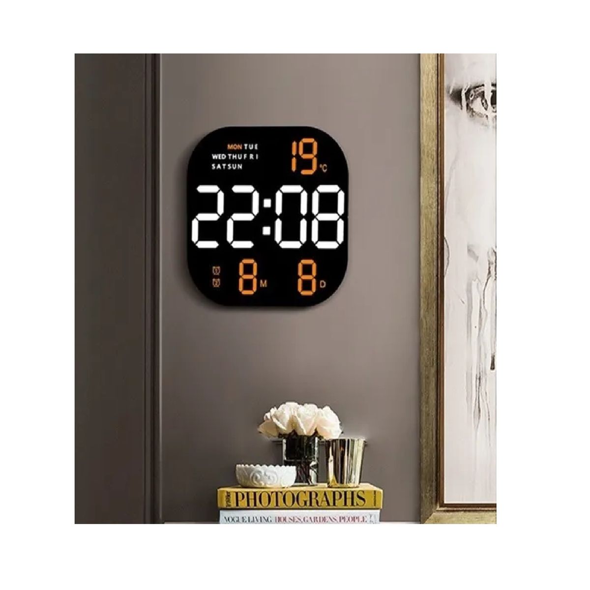 OTTOWARE - Reloj de pared LED digital