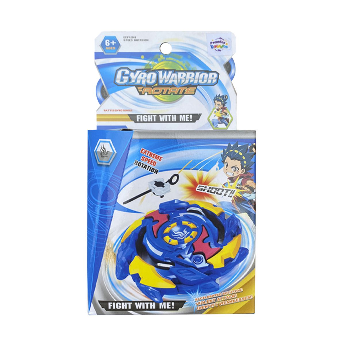 PEQUEÑAS TRAVESURAS - Juguete para Niños Lanzador Gyro Warrior Rotate Azul
