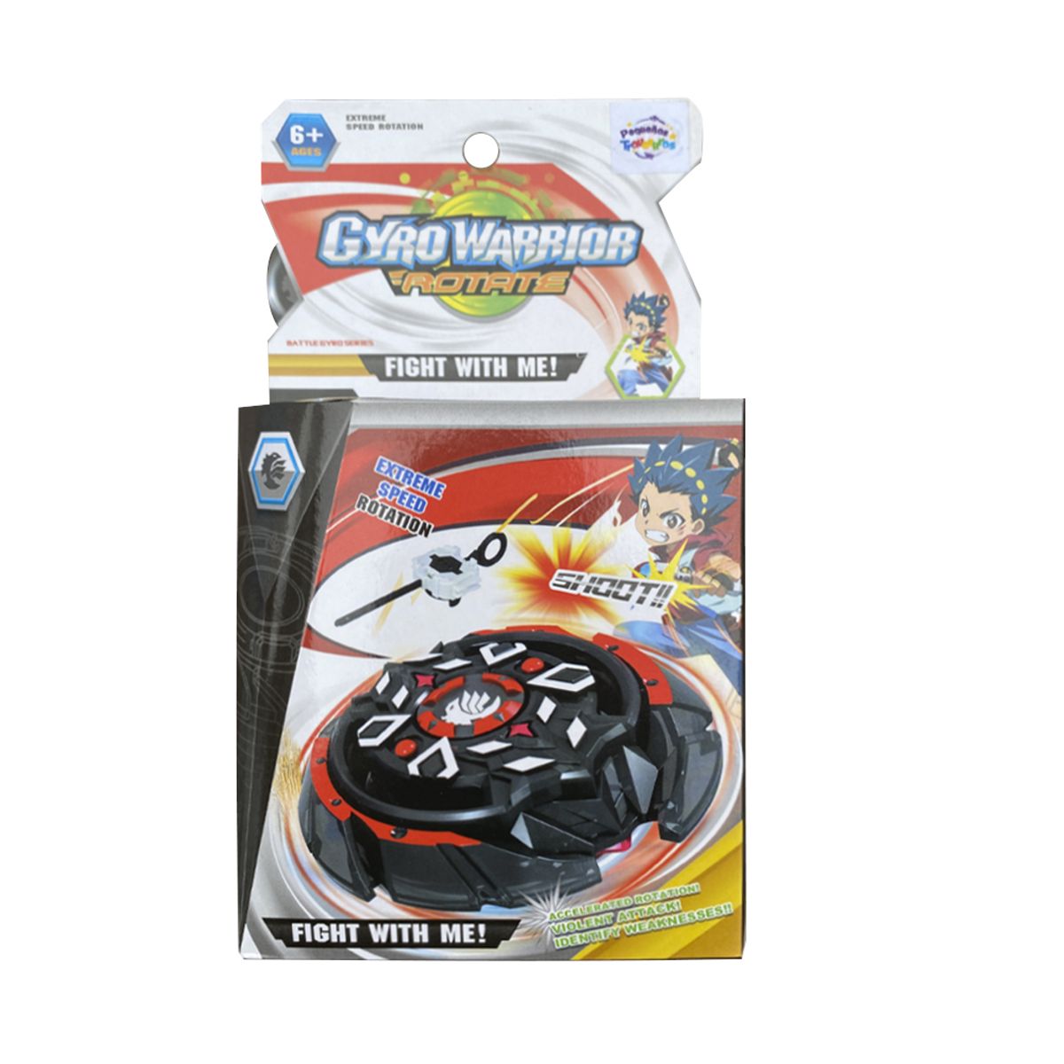 PEQUEÑAS TRAVESURAS - Juguete para Niños Lanzador Gyro Warrior Rotate Negro