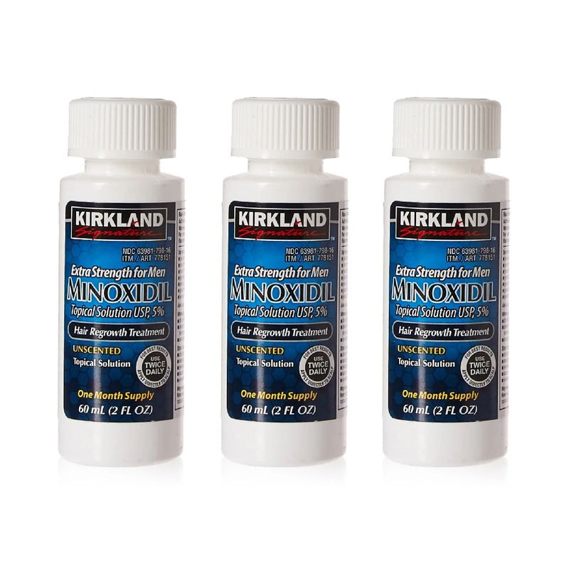 KIRKLAND - Minoxidil Liquido Kirkland 5% Tratamiento Cuero cabelludo - 03 Unid.