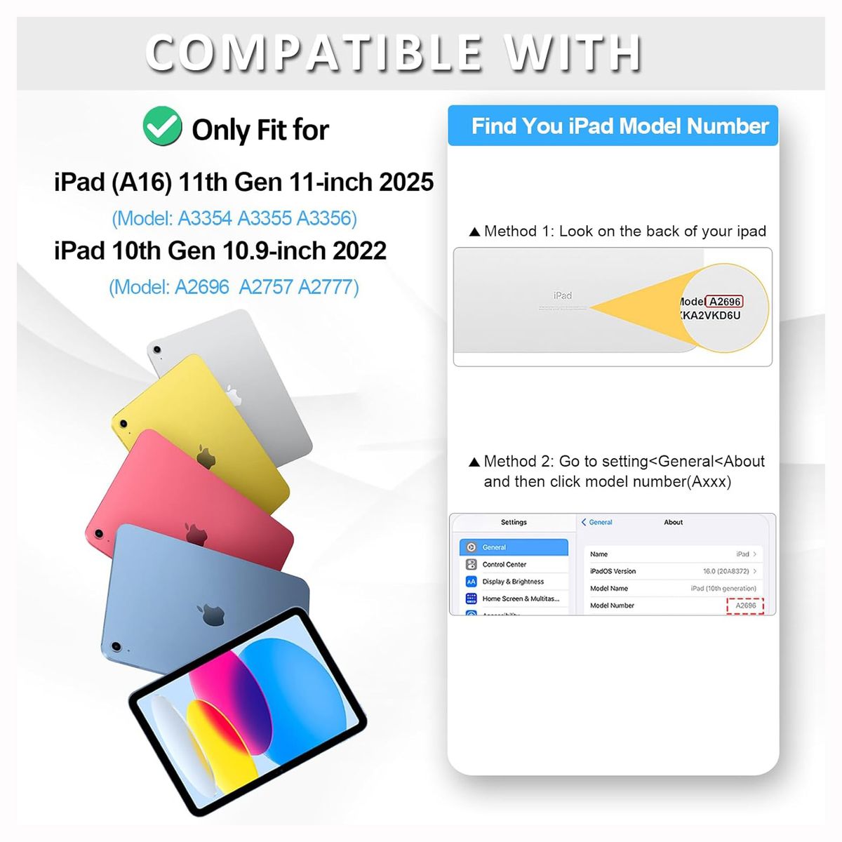 GENERICO - Funda Case Smart para iPad A16 11va 10ma Generación - Rosado