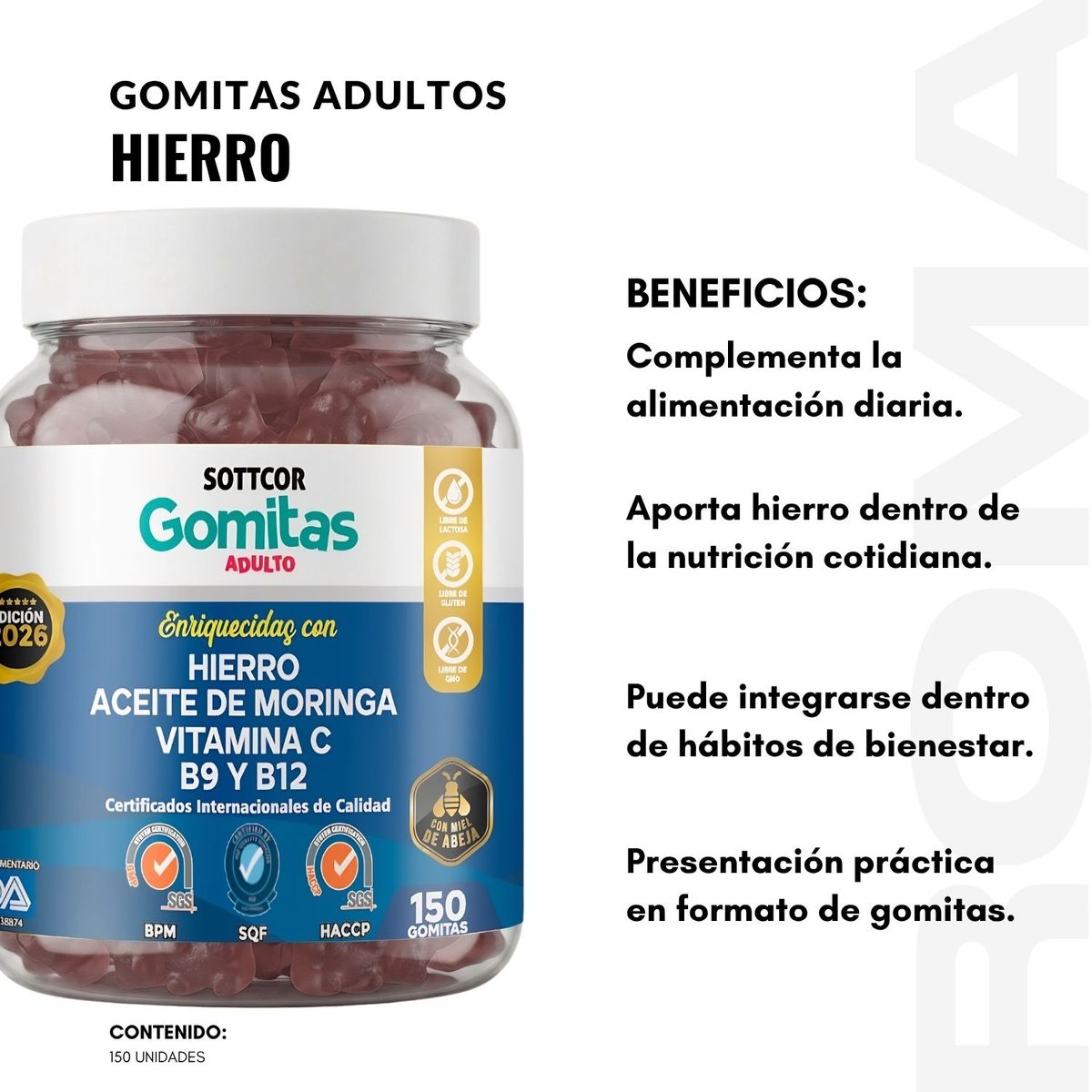 GENERICO - PACK 3 GOMITAS HIERRO 450 GOMITAS SOTTCOR LABS