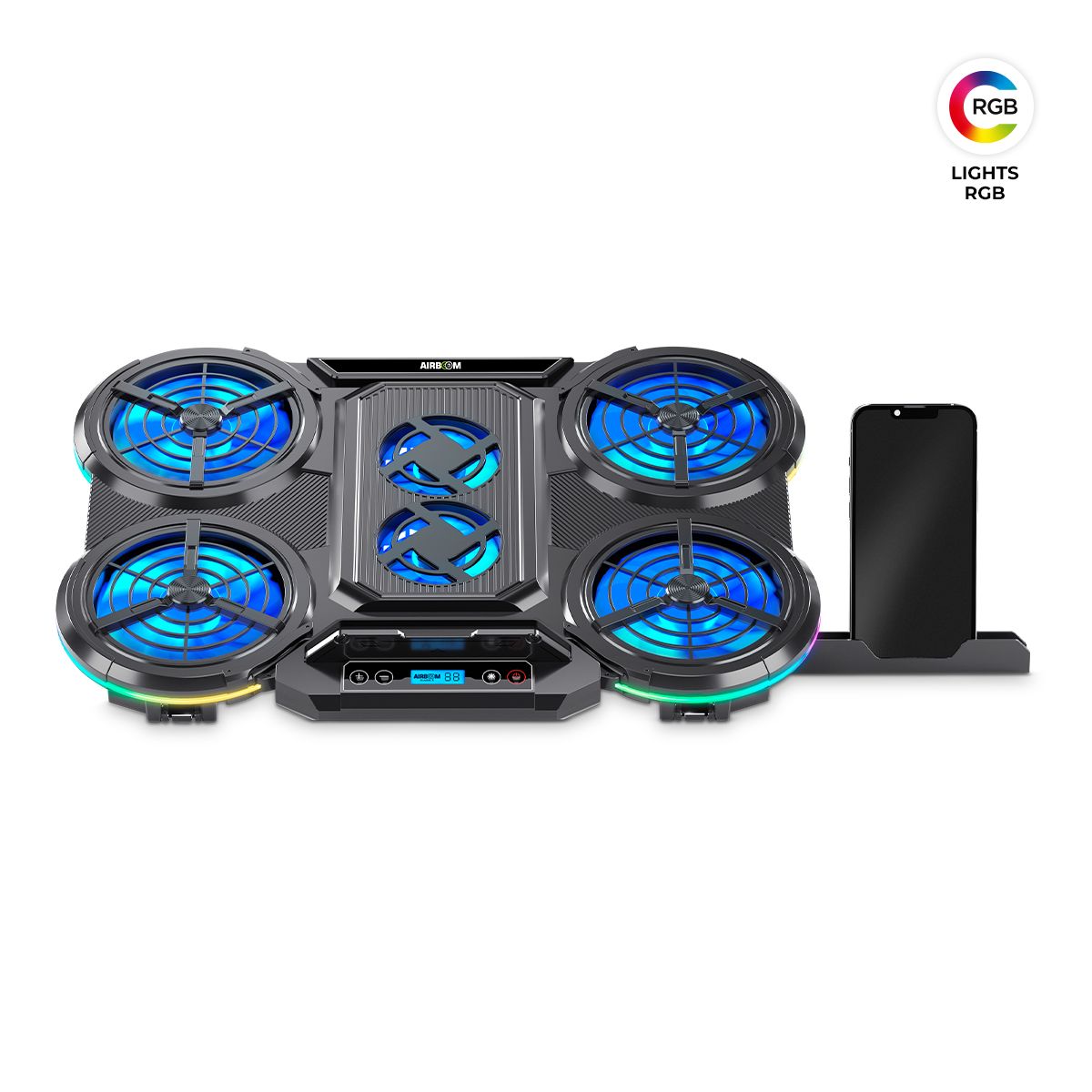 AIRBOOM - Cooler para Laptop con LED 2USB Negro Airboom Glacial 6 AB055