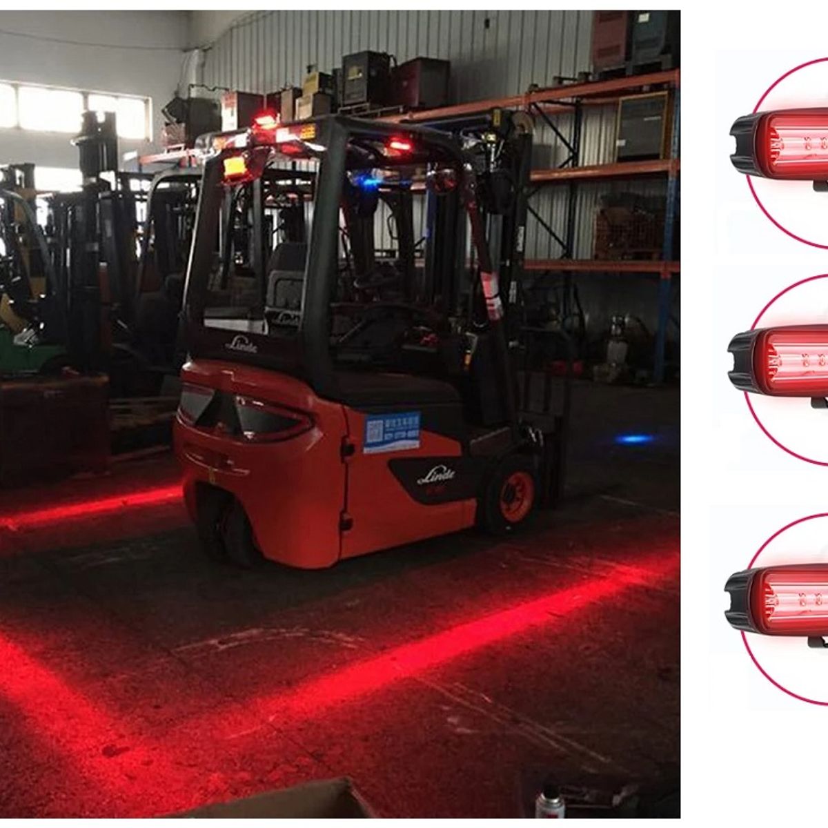 GENERICO - Luz Advertencia Seguridad Montacarga Led Rojo 3 Piezas