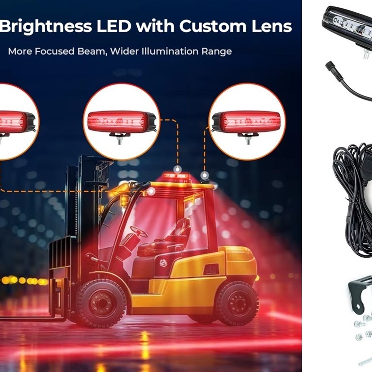 GENERICO - Luz Advertencia Seguridad Montacarga Led Rojo 3 Piezas