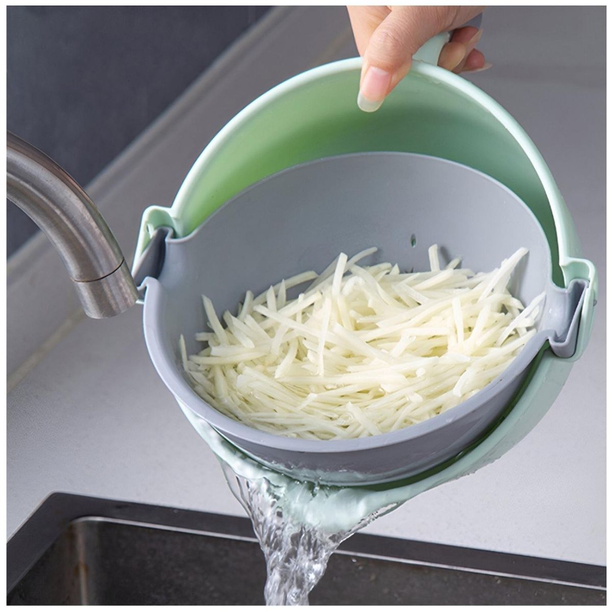 MINARI - Rallador Cortador Multiusos de Verduras Giratorio 9en1 R91