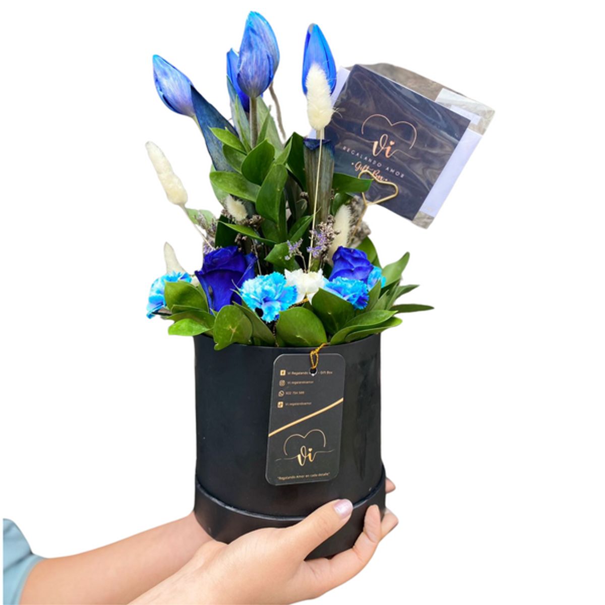 VI REGALANDO AMOR - Box Serena -Tulipanes Azules - Ramo de Flores