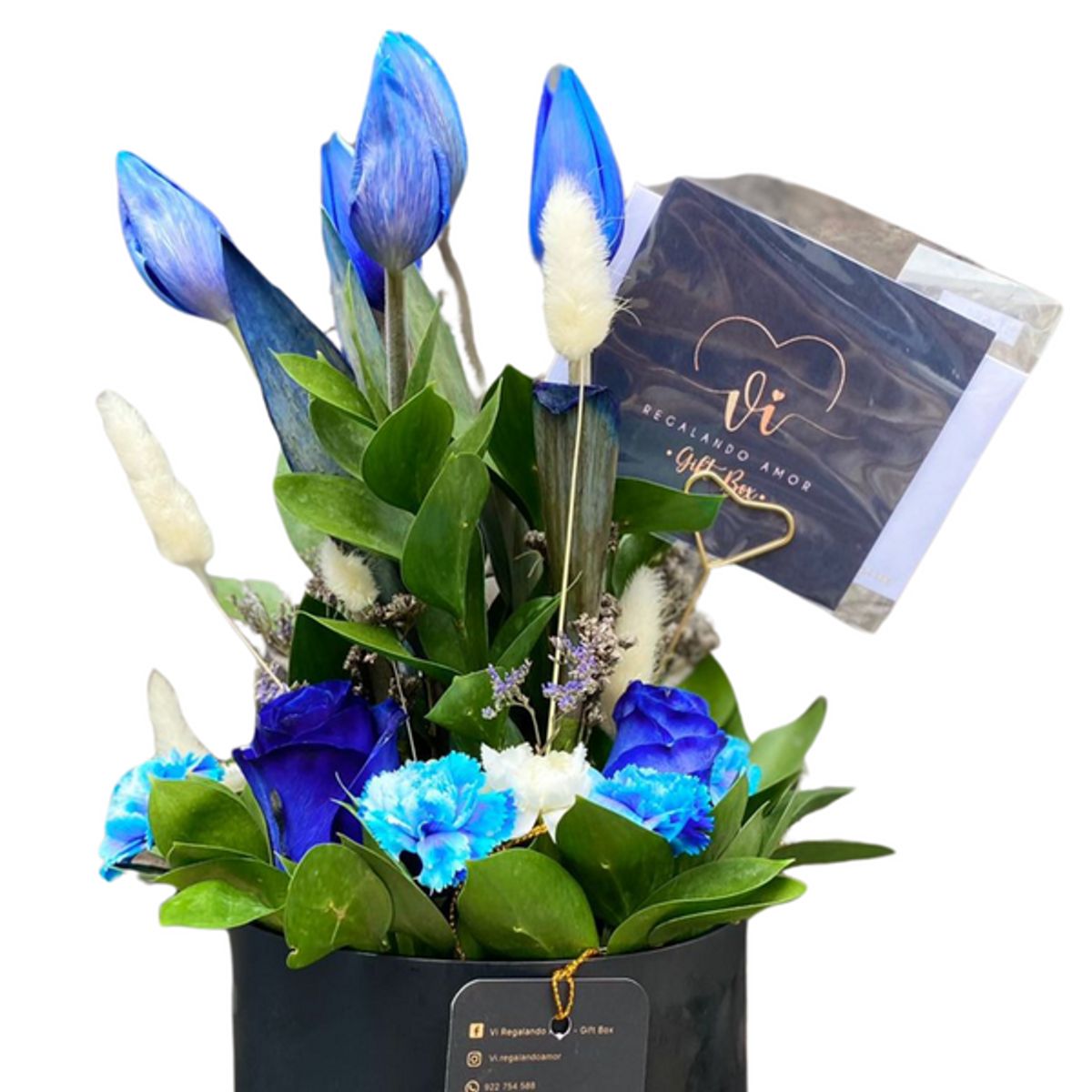 VI REGALANDO AMOR - Box Serena -Tulipanes Azules - Ramo de Flores