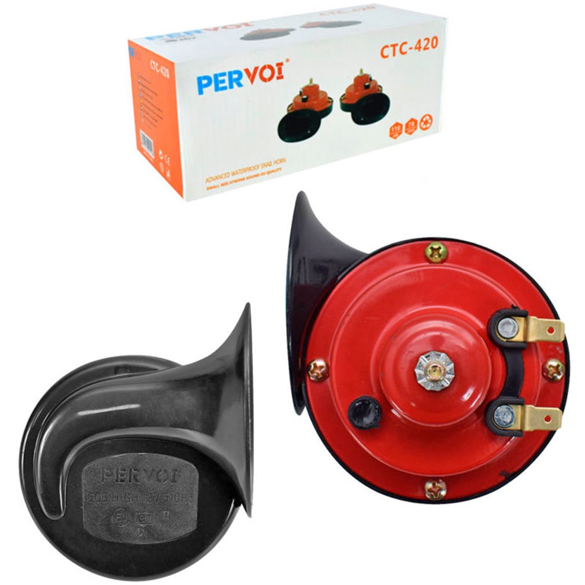 GENERICO - Claxon Caracol Negro/Rojo Set 2 Pcs