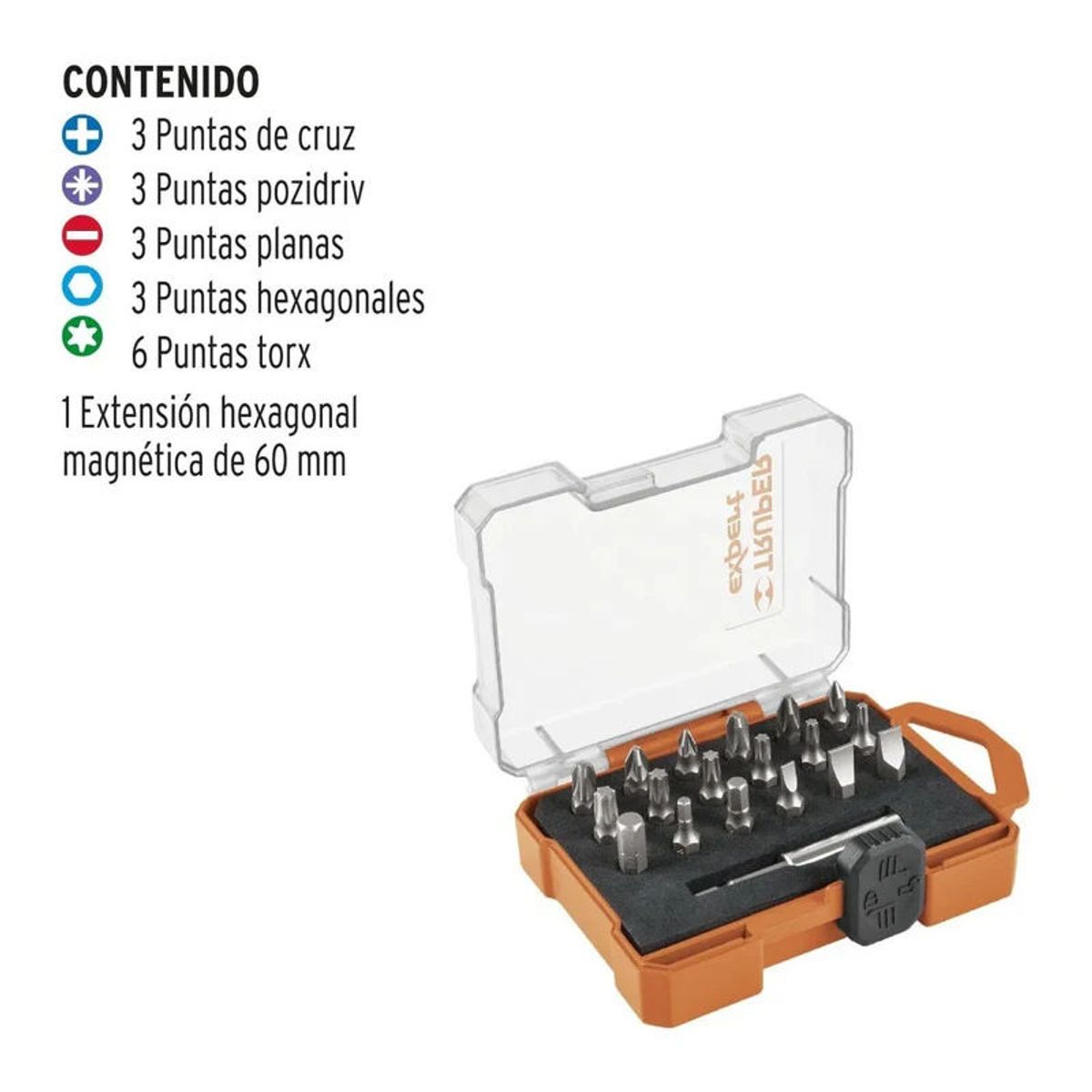 TRUPER - Juego de 19 puntas mixtas largo 1 estuche plástico Truper - 11885