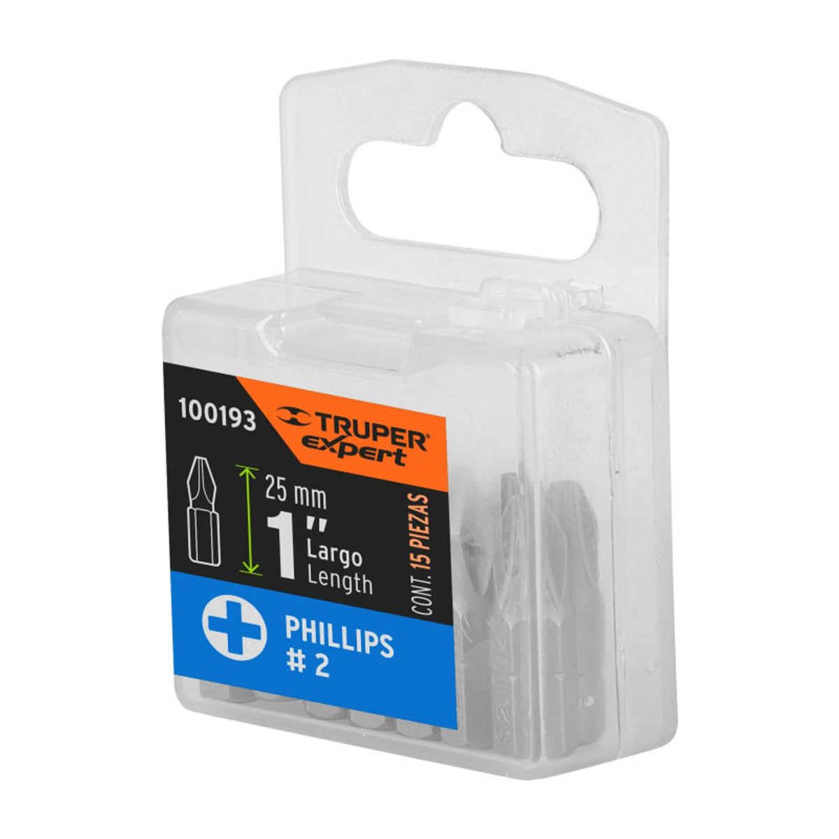 TRUPER - Estuche con 15 puntas de cruz PH2 largo 1 Truper Expert - 100193