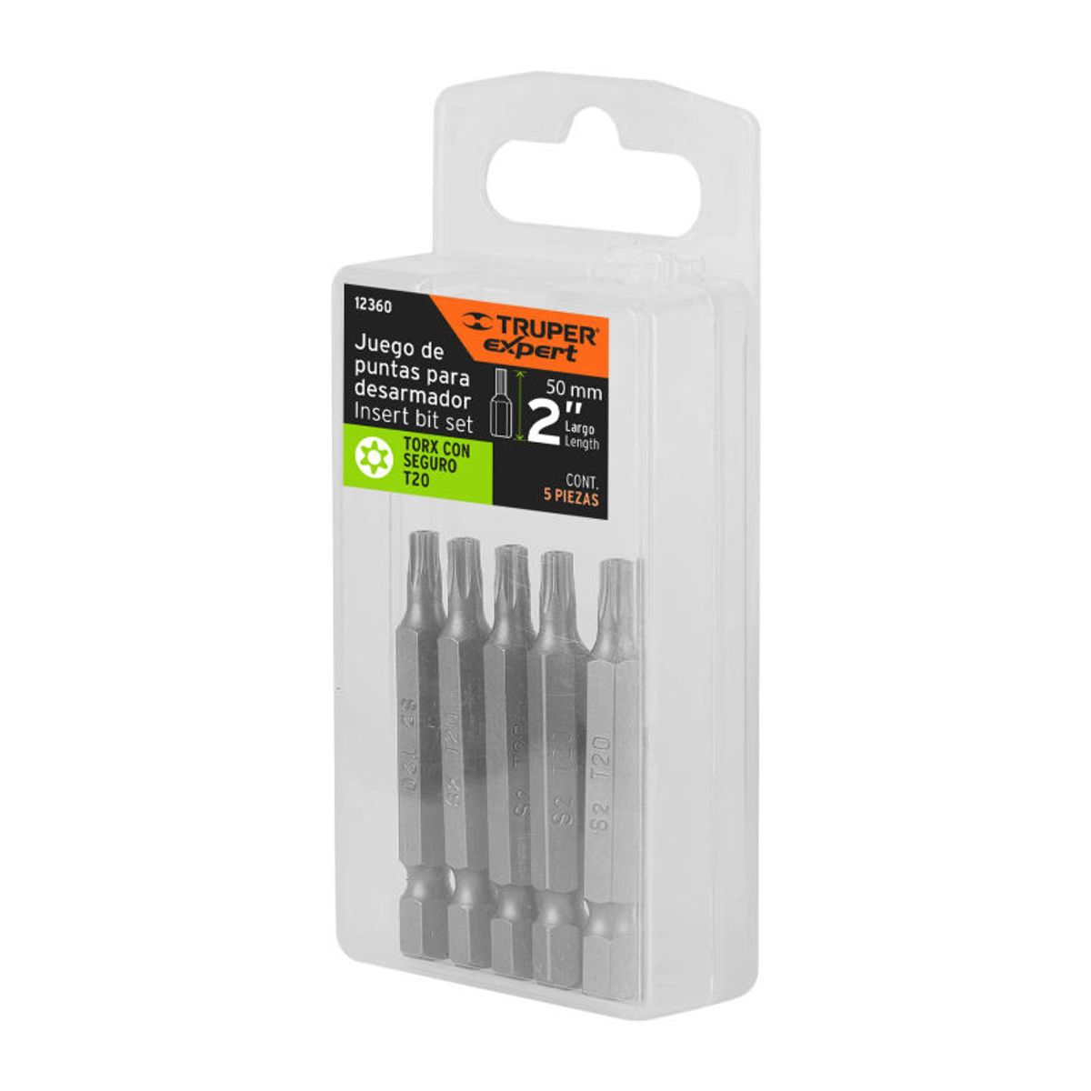 TRUPER - Estuche con 5 puntas torx T20 con seguro largo 2 Expert - 12360