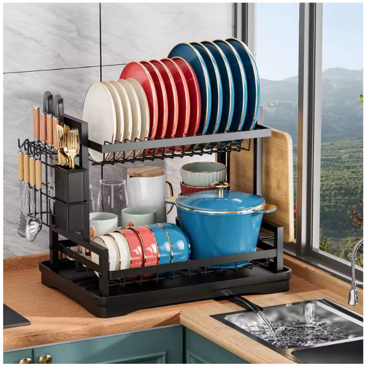 GENERICO - Escurridor Organizador Rack de 2 Niveles