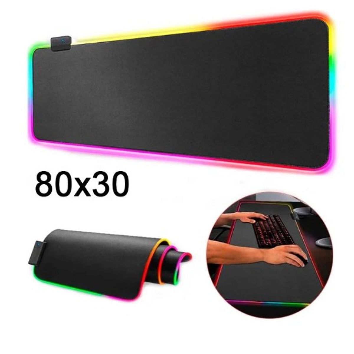 SEISA - MOUSE PAD PARA GAMER DE LUCES RGB 80CM X 30CM