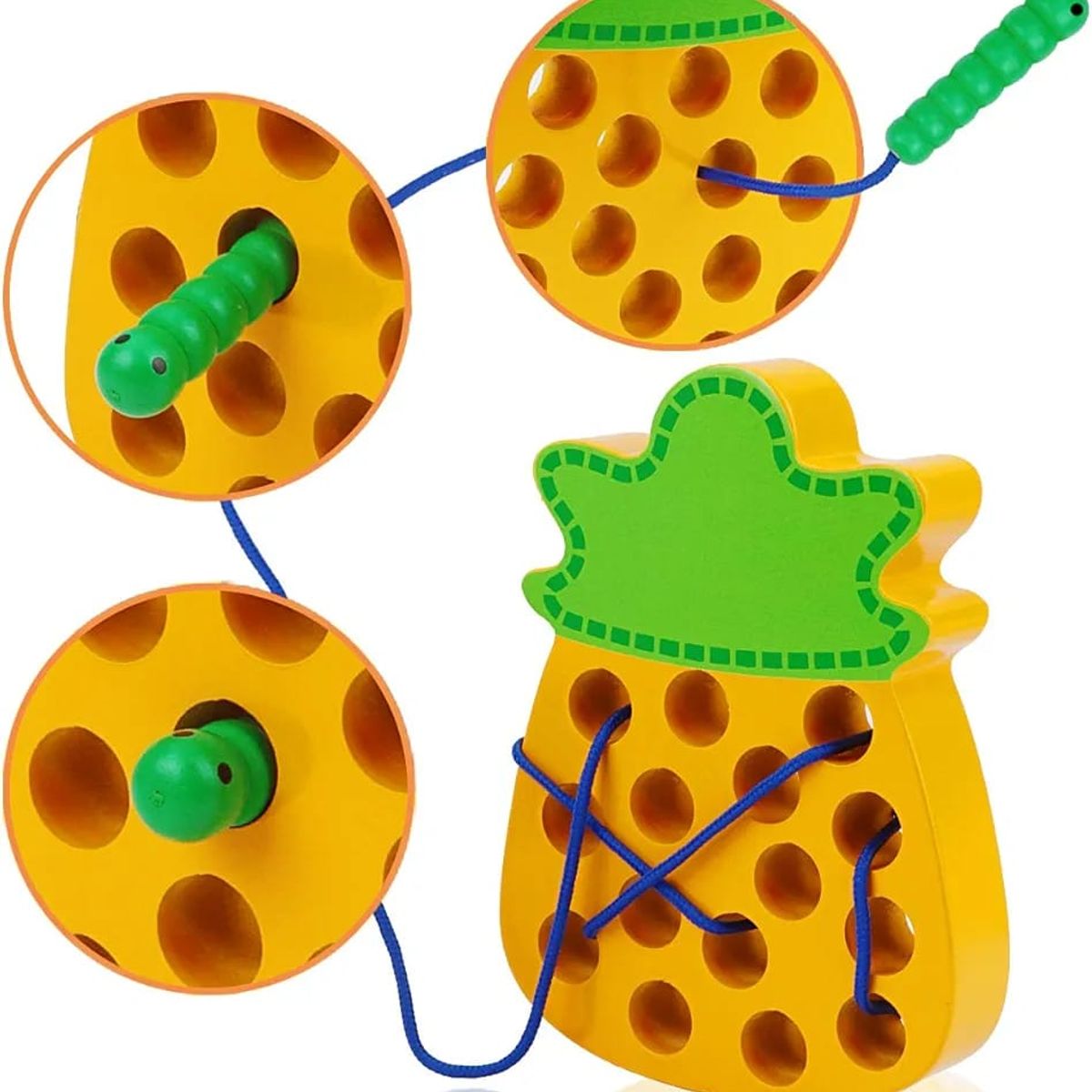 GENERICO - Juguetes de madera para enhebrar Piña