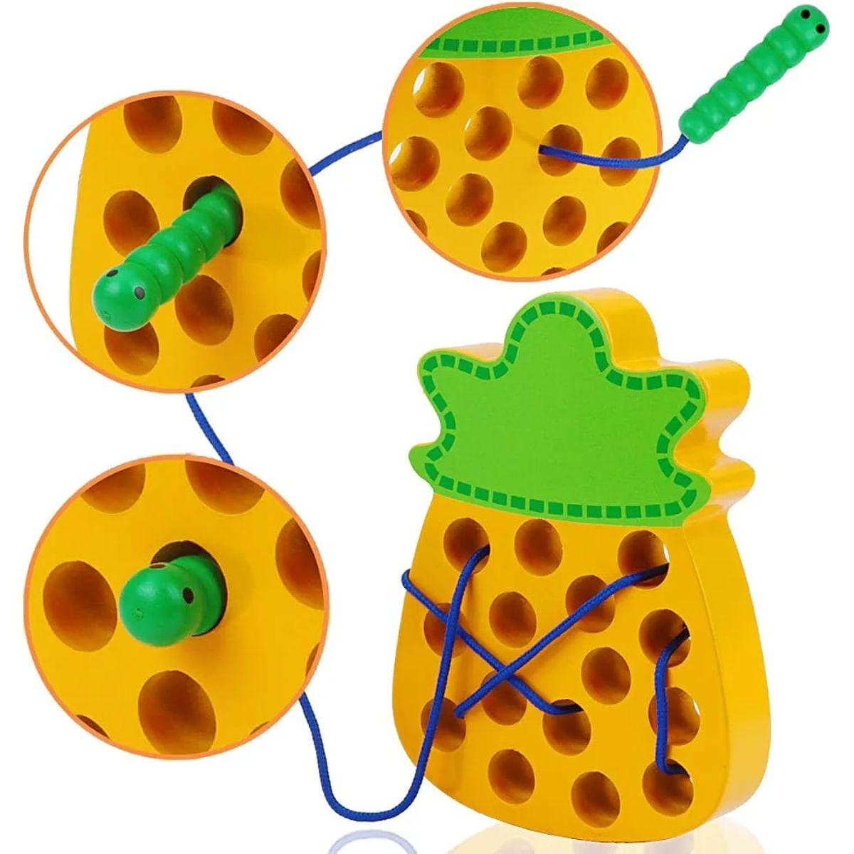 GENERICO - Juguetes de madera para enhebrar Piña