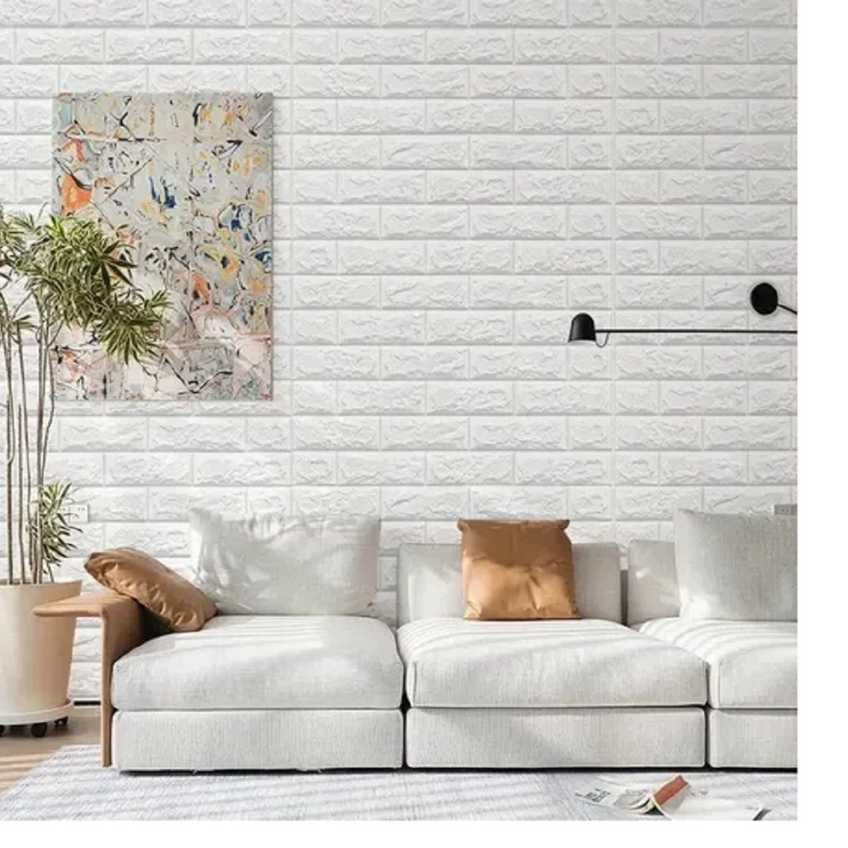 GENERICO - Papel Tapiz Autoadhesivo Decoración 3D  Color  Blanco 20 Pcs