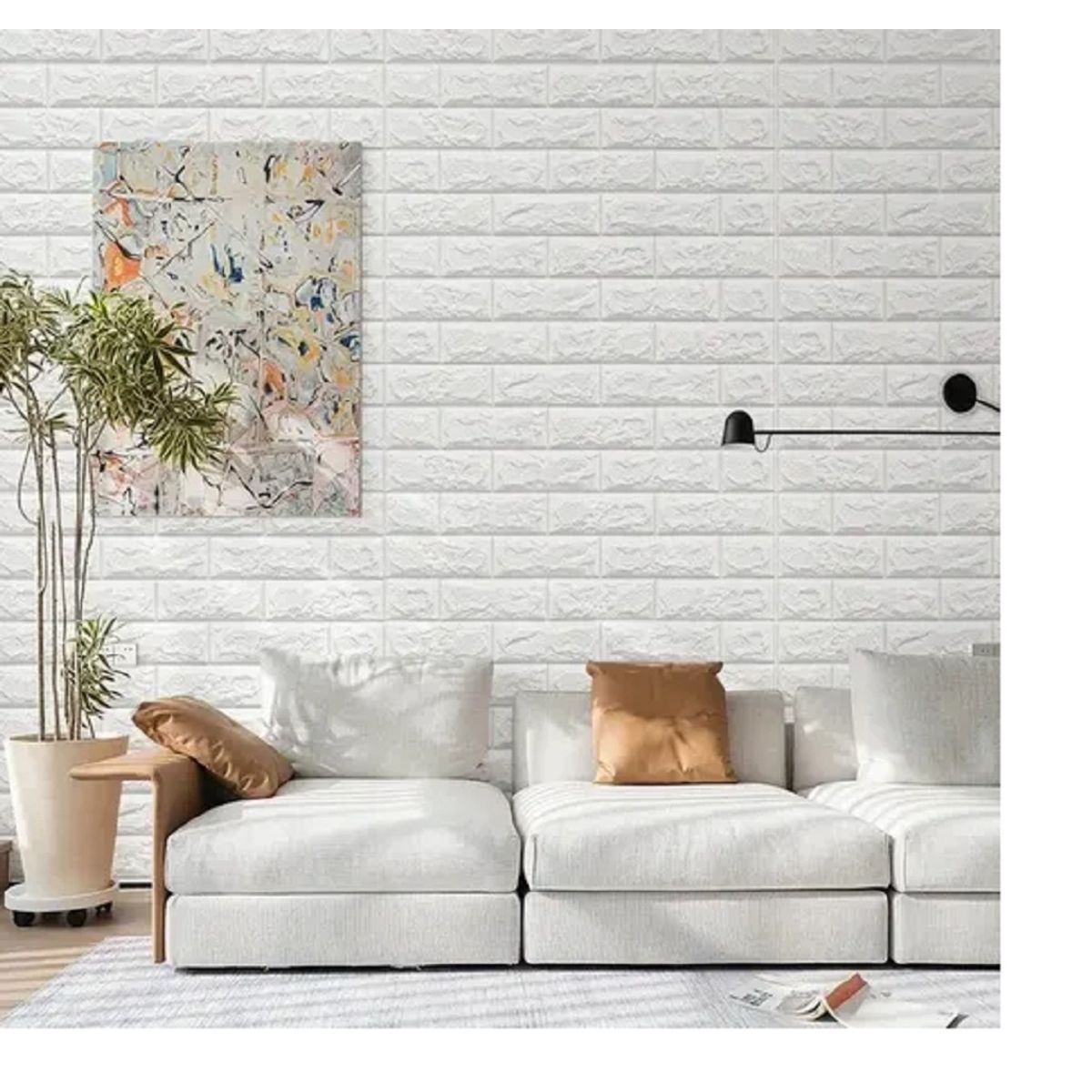 GENERICO - Papel Tapiz Autoadhesivo Decoración 3D  Color  Blanco 20 Pcs