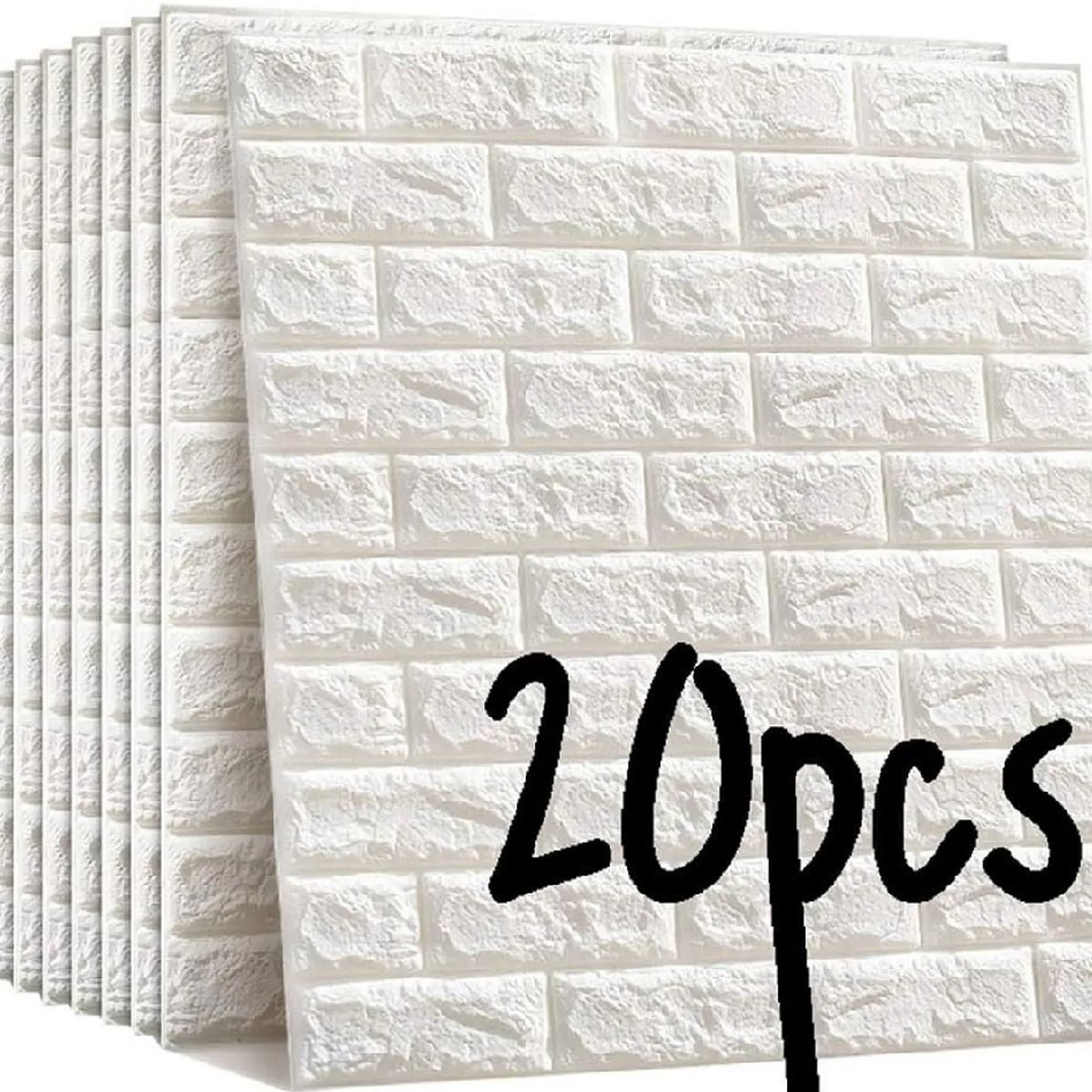 GENERICO - Papel Tapiz Autoadhesivo Decoración 3D  Color  Blanco 20 Pcs