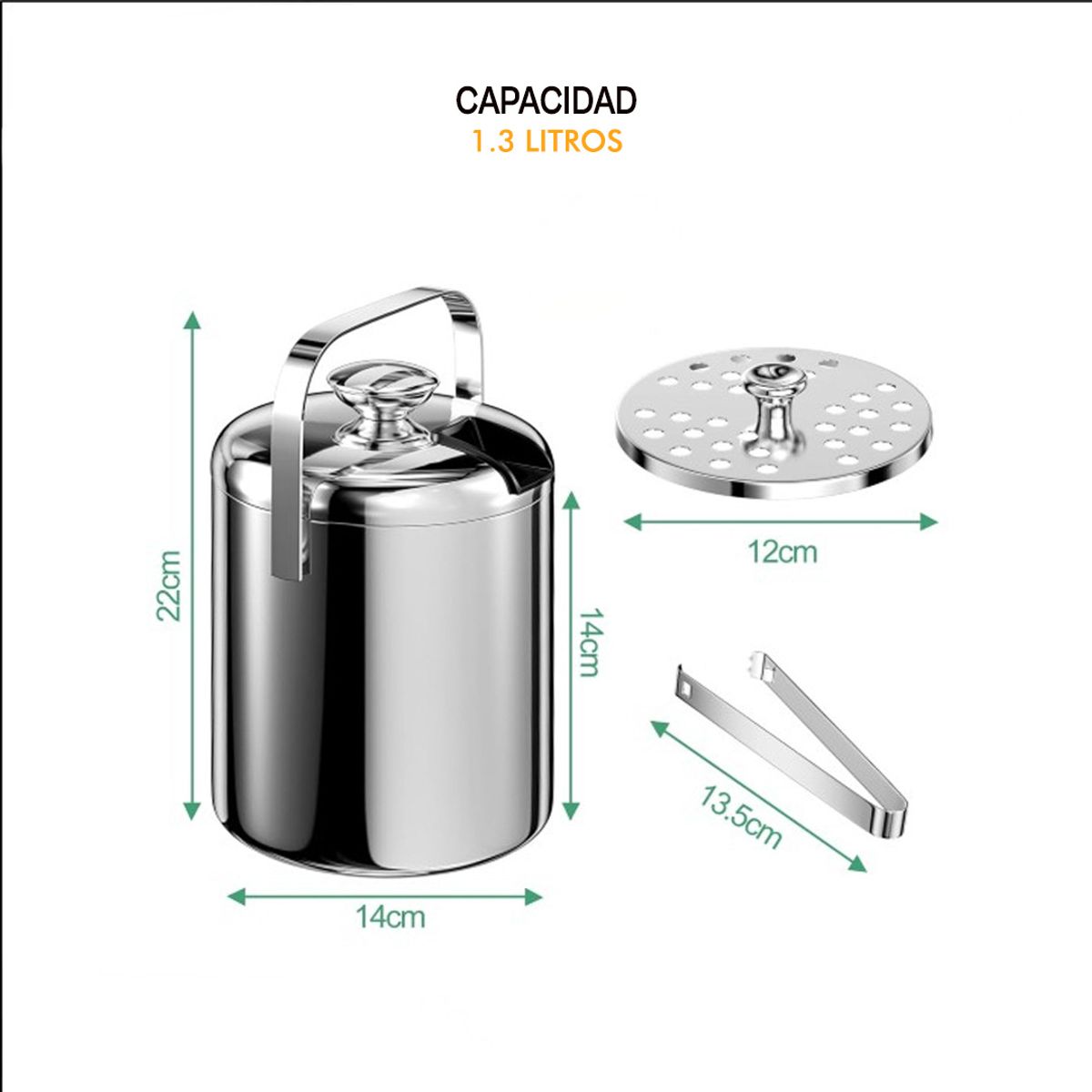 GENERICO - Hielera Premium de Doble Pared de Acero Inoxidable con Pinza