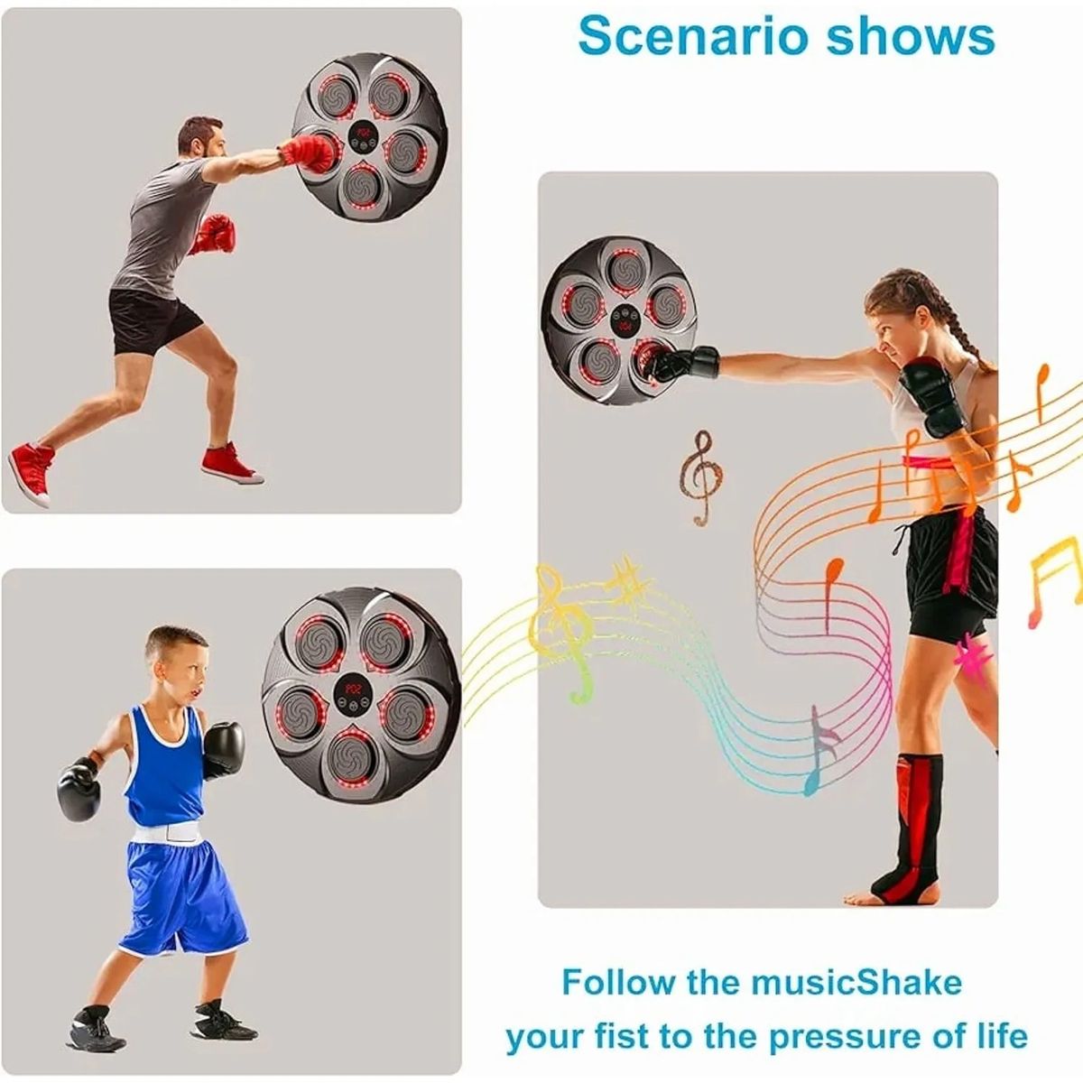 GENERICO - Maquina de box inteligente con guantes musical y Bluetooth