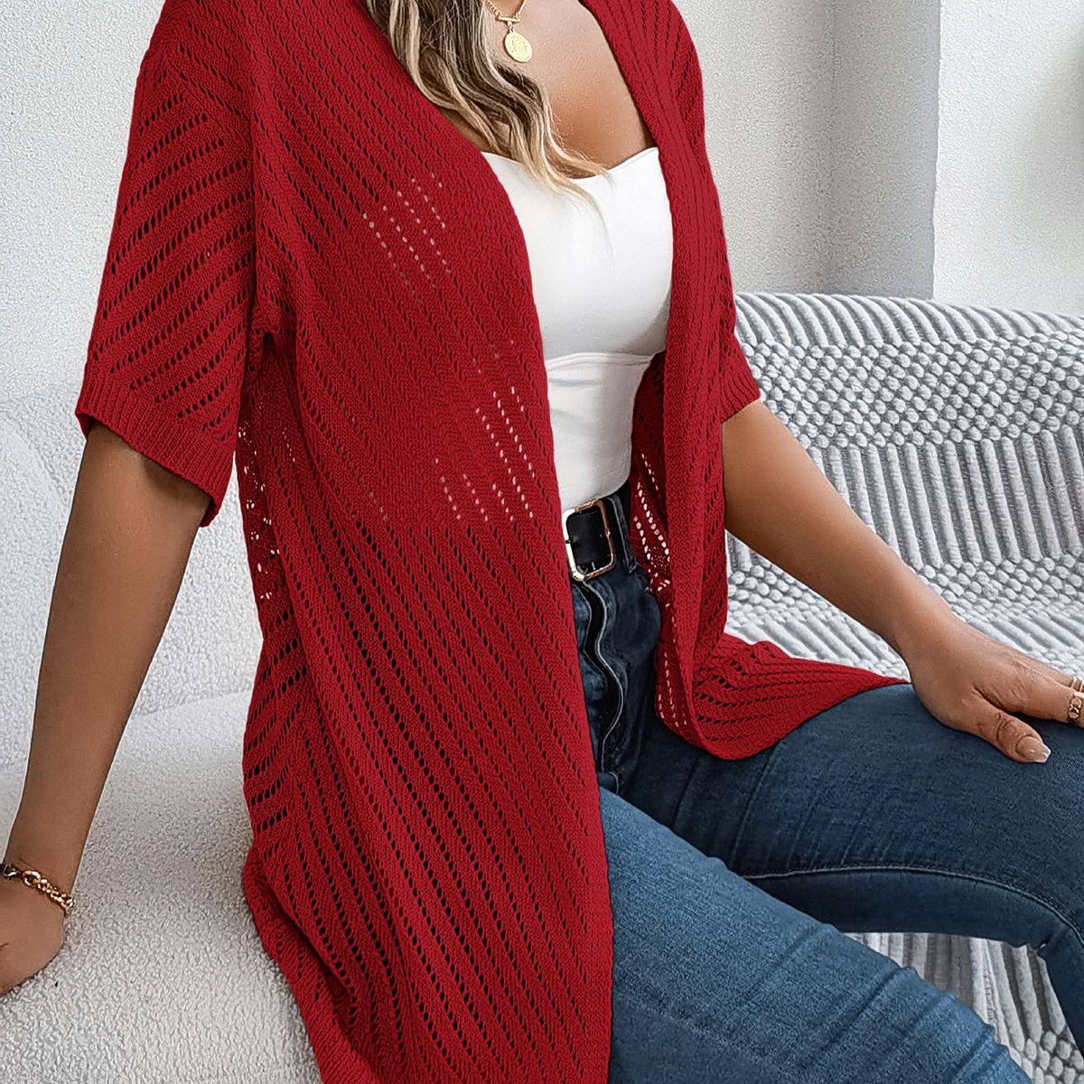 TIOZONEY - Cardigan ligero de verano para mujer