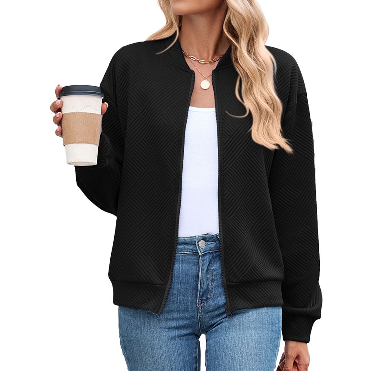 TIOZONEY - Chaqueta informal con cremallera