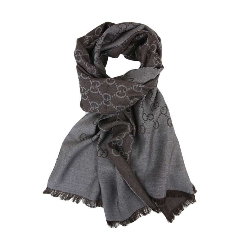 GUCCI - GUCCI Bufanda GG de Doble Jacquard de Lana Para Mujer - Beige Claro