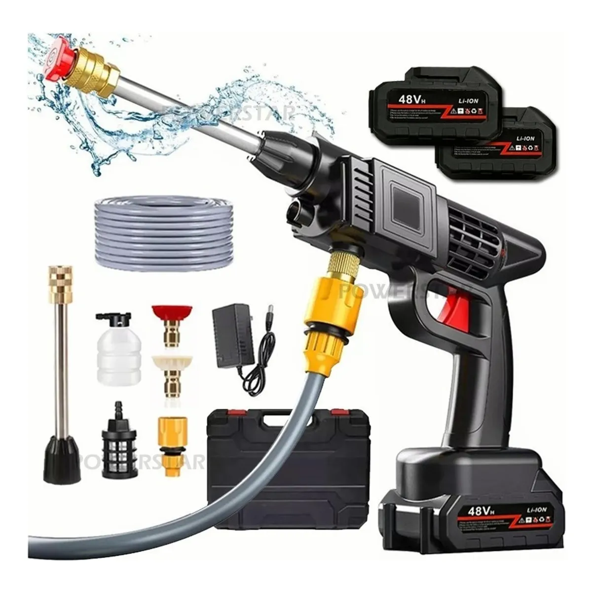 QUICK - Pistola De Lavado Coche 48v Inalámbrico Alta Presión 2 Pilas