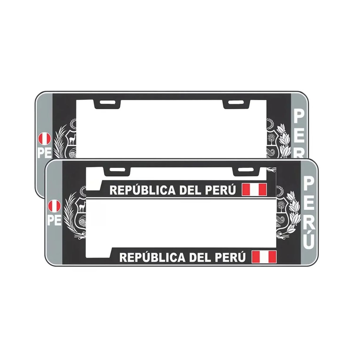 GENERICO - Porta Placa Modelo Europeo Escudo Perú Negro
