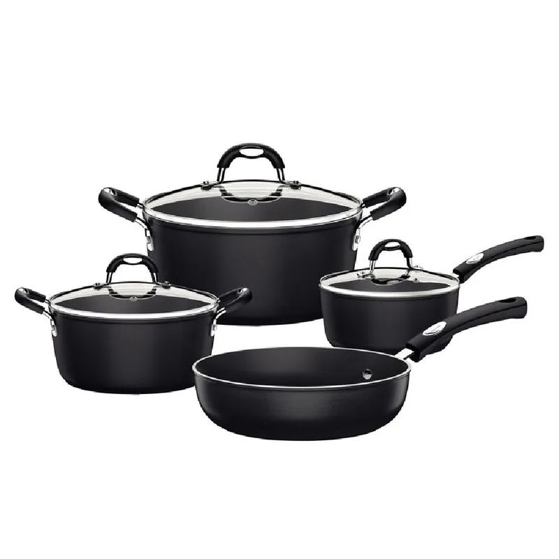 TRAMONTINA - Juego de Ollas Mônaco Induction Starflon Premium Negro 7 Piezas