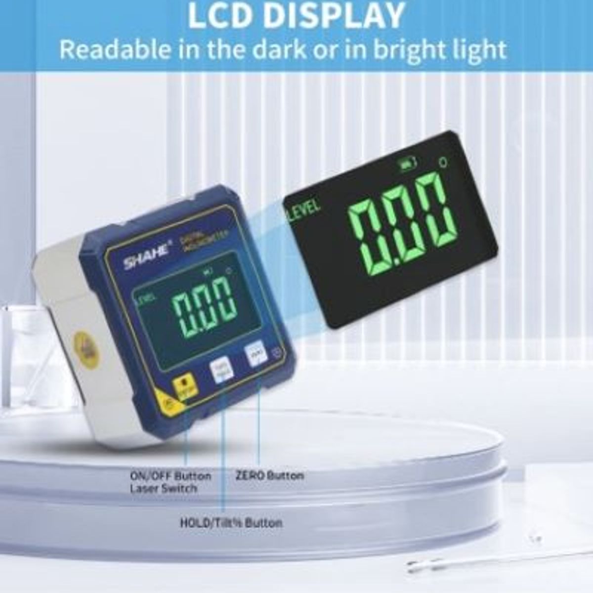 GENERICO - Inclinómetro Digital de 4 Lados Magnéticos SHAHE