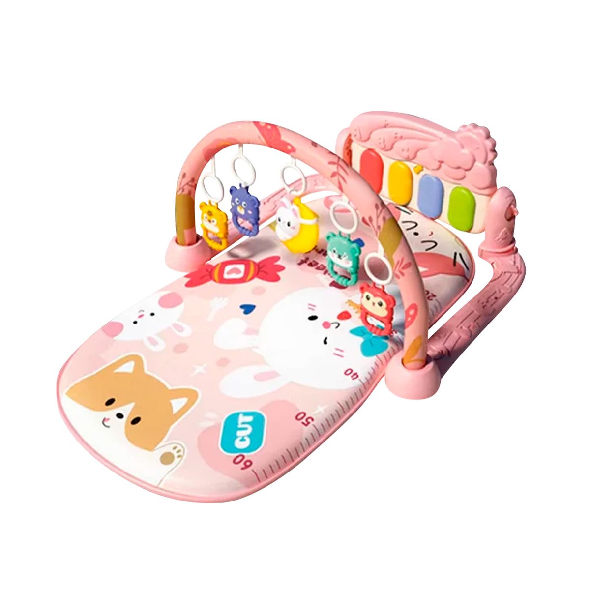 BUYPAL - Mini Gimnasio Musical con Piano Extraíble y Juguetes Rosa