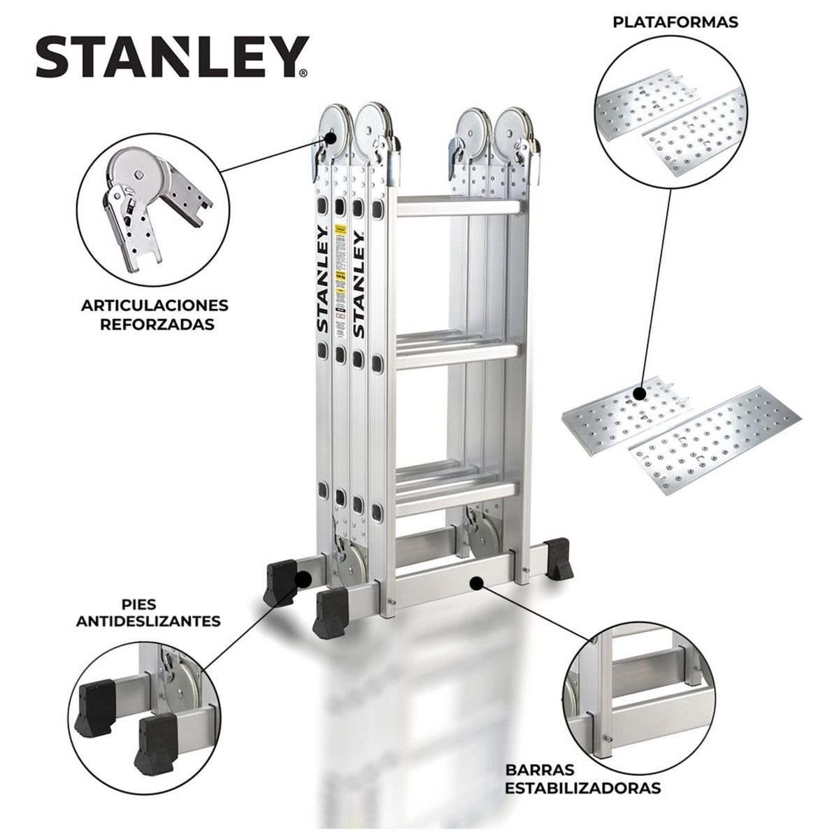 STANLEY - ESCALERA MULTIPOSICION 12 PASO ARTICULADO 4X3 STANLEY