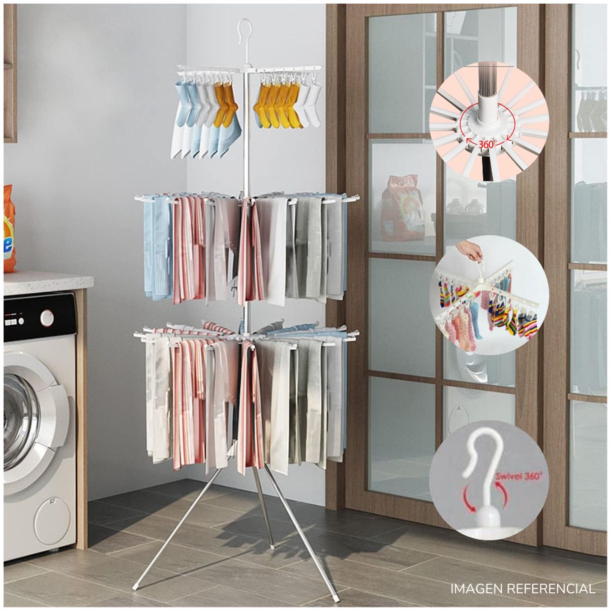 INSPIRA MARKET - Tendedero Perchero Colgador Plegable Ropa Multiuso