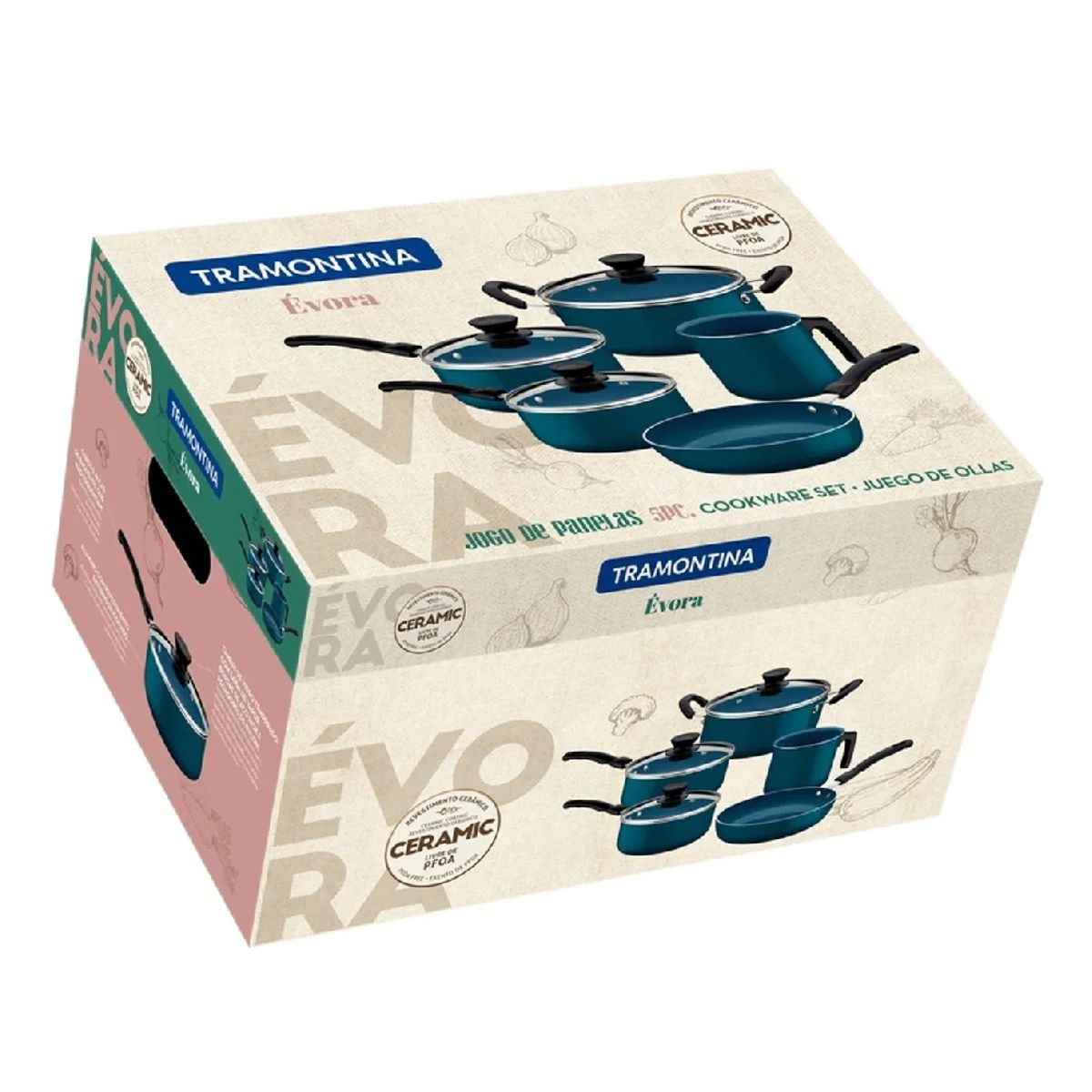 TRAMONTINA - Juego De Ollas Tramontina 5 Piezas Ceramica Evora 28699201