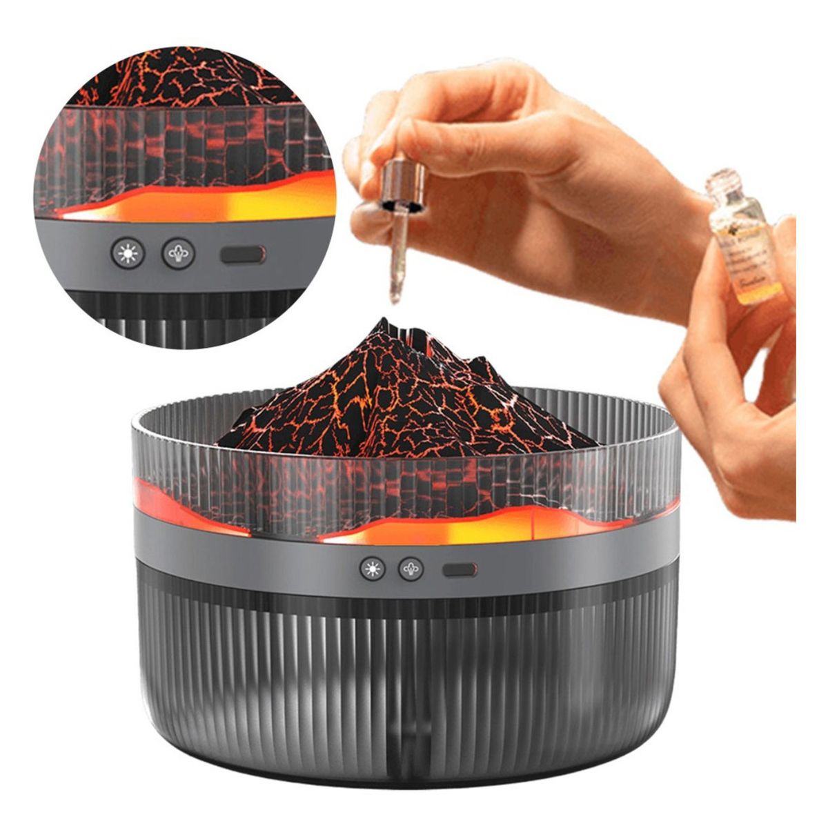PREMIUM - Humidificador De Aire Aromatizador Modelo Volcán 2l Rgb Negro