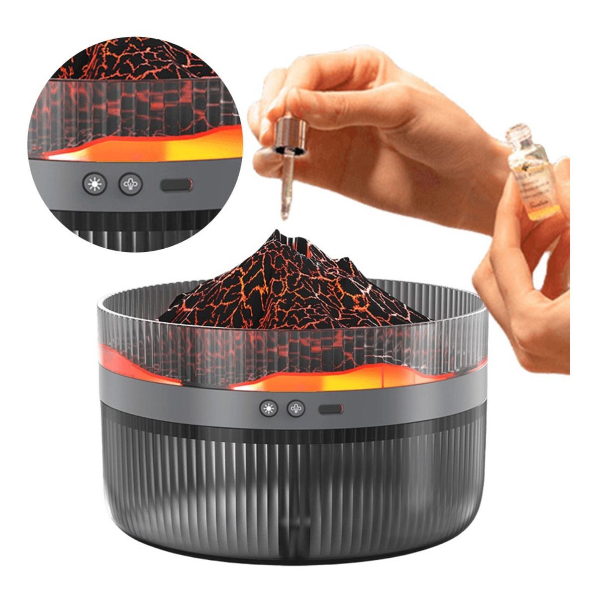 PREMIUM - Humidificador De Aire Aromatizador Modelo Volcán 2l Rgb Negro