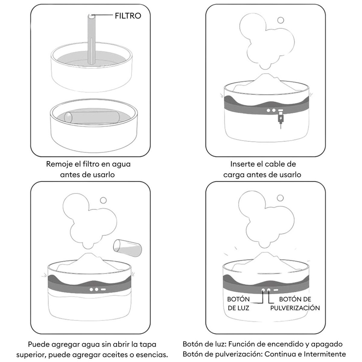 PREMIUM - Humidificador De Aire Aromatizador Modelo Volcán 2l Rgb Negro