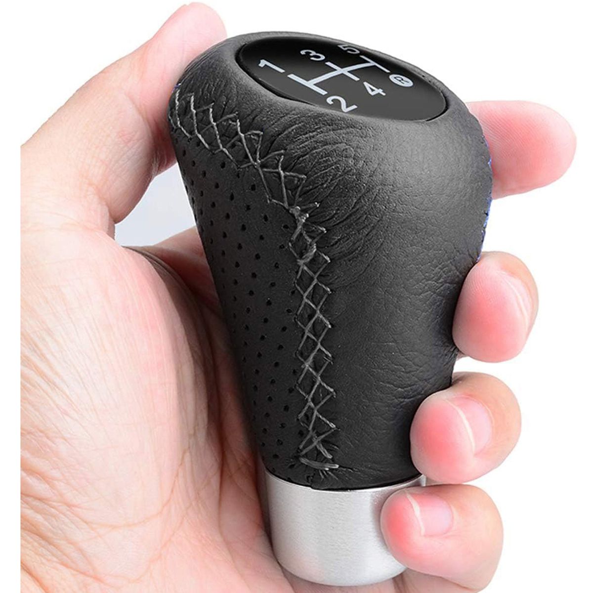 GENERICO - Perilla de Cambio Cuero Hilo Gris