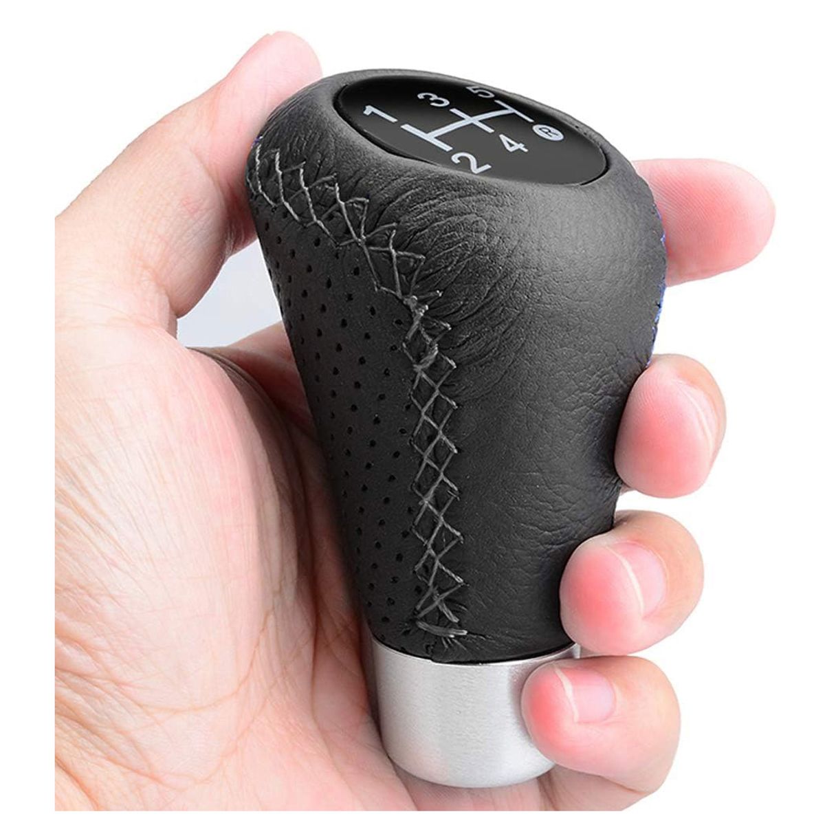 GENERICO - Perilla de Cambio Cuero Hilo Gris