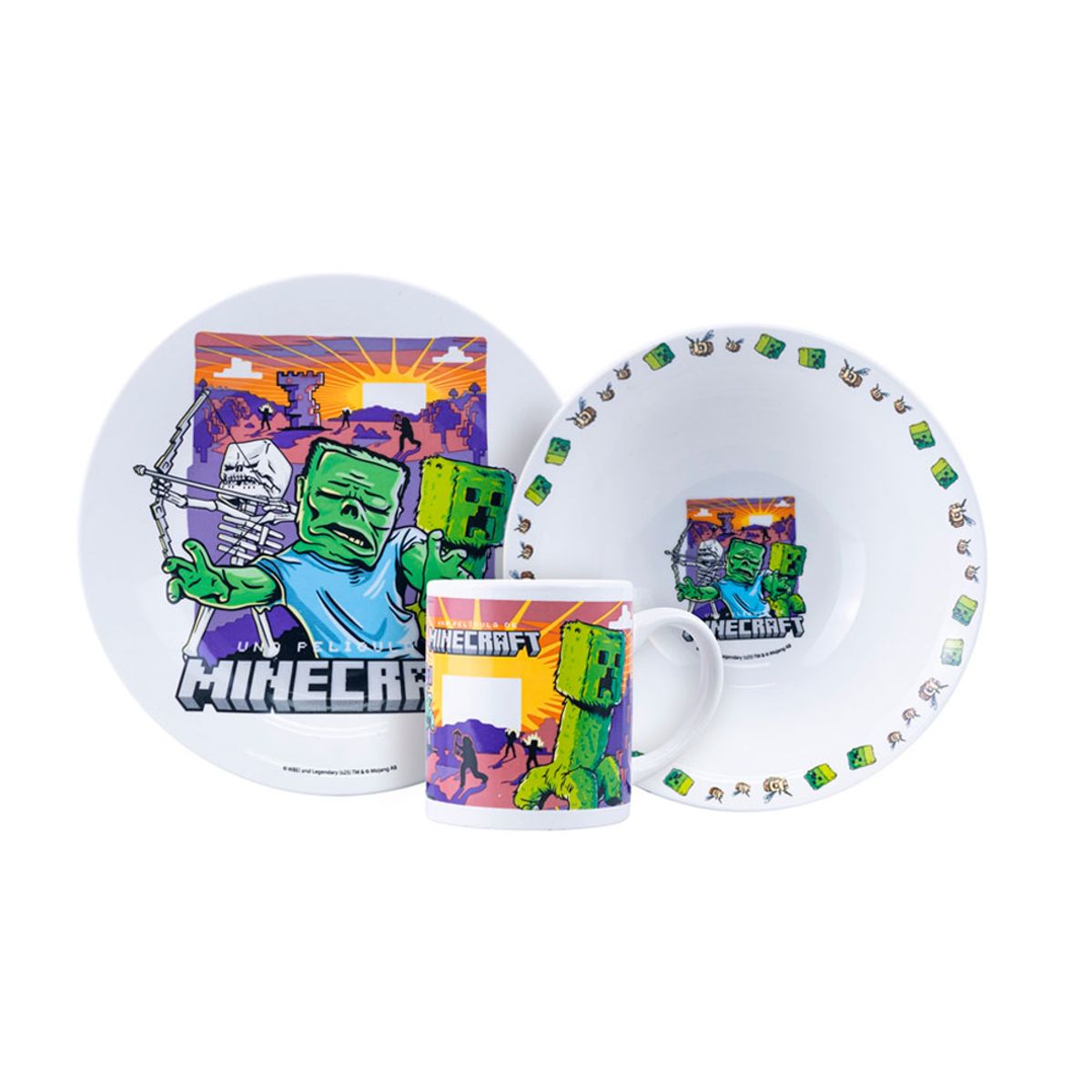 SCOOL - Vajilla infantil Ceramica 3Pz Minecraft Scool 704454