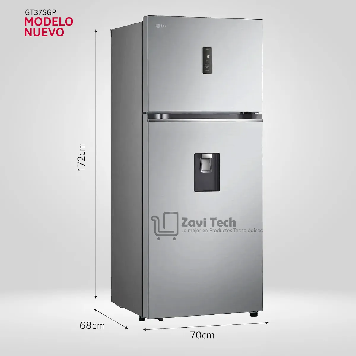 LG - Refrigeradora LG 374 Litros Top Freezer No Frost plateada - GT37SGP