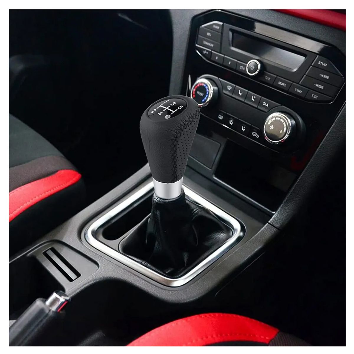 GENERICO - Perilla de Cambio Cuero Hilo Negro