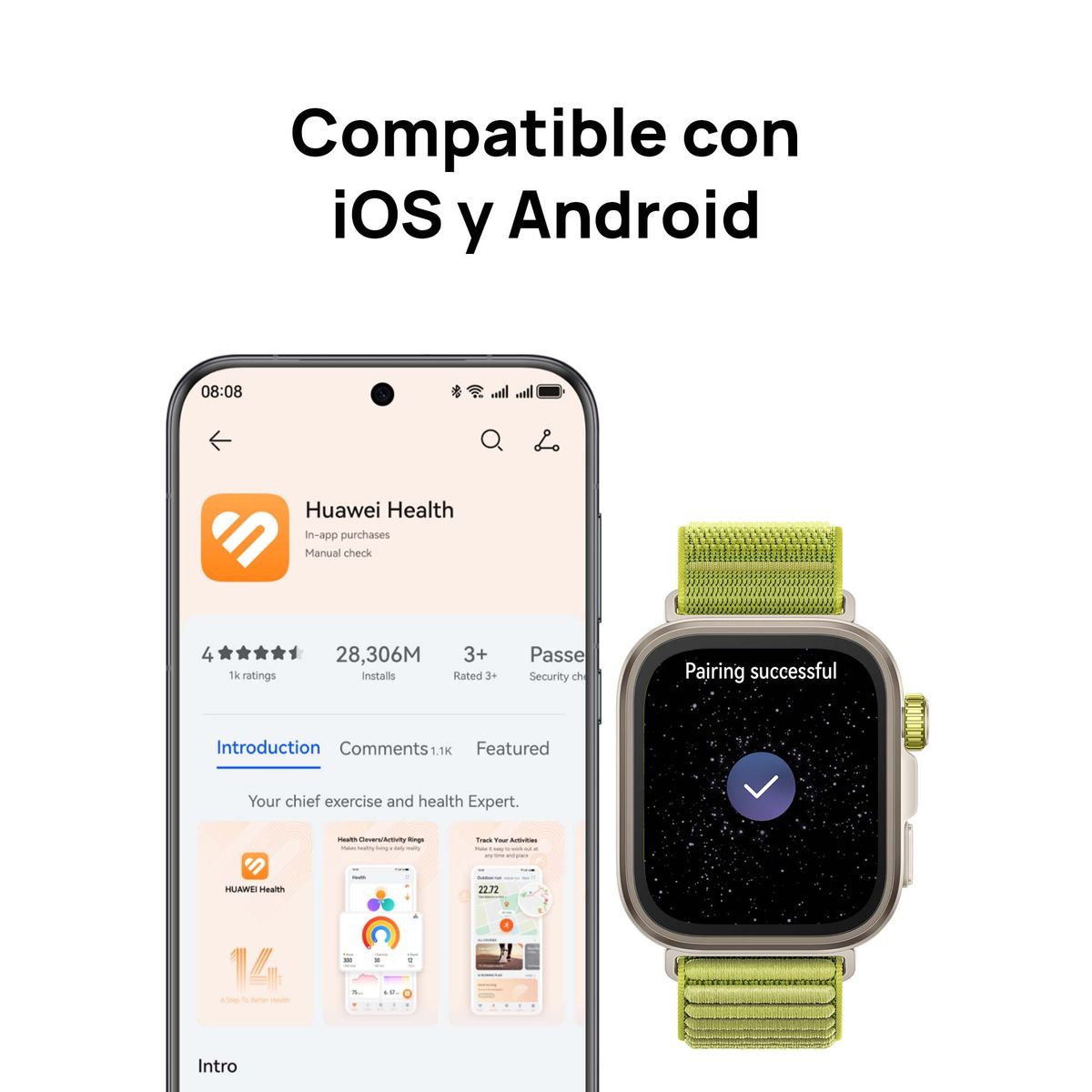 HUAWEI - Smartwatch HUAWEI Watch Fit 4 Pro Verde - GPS, ECG