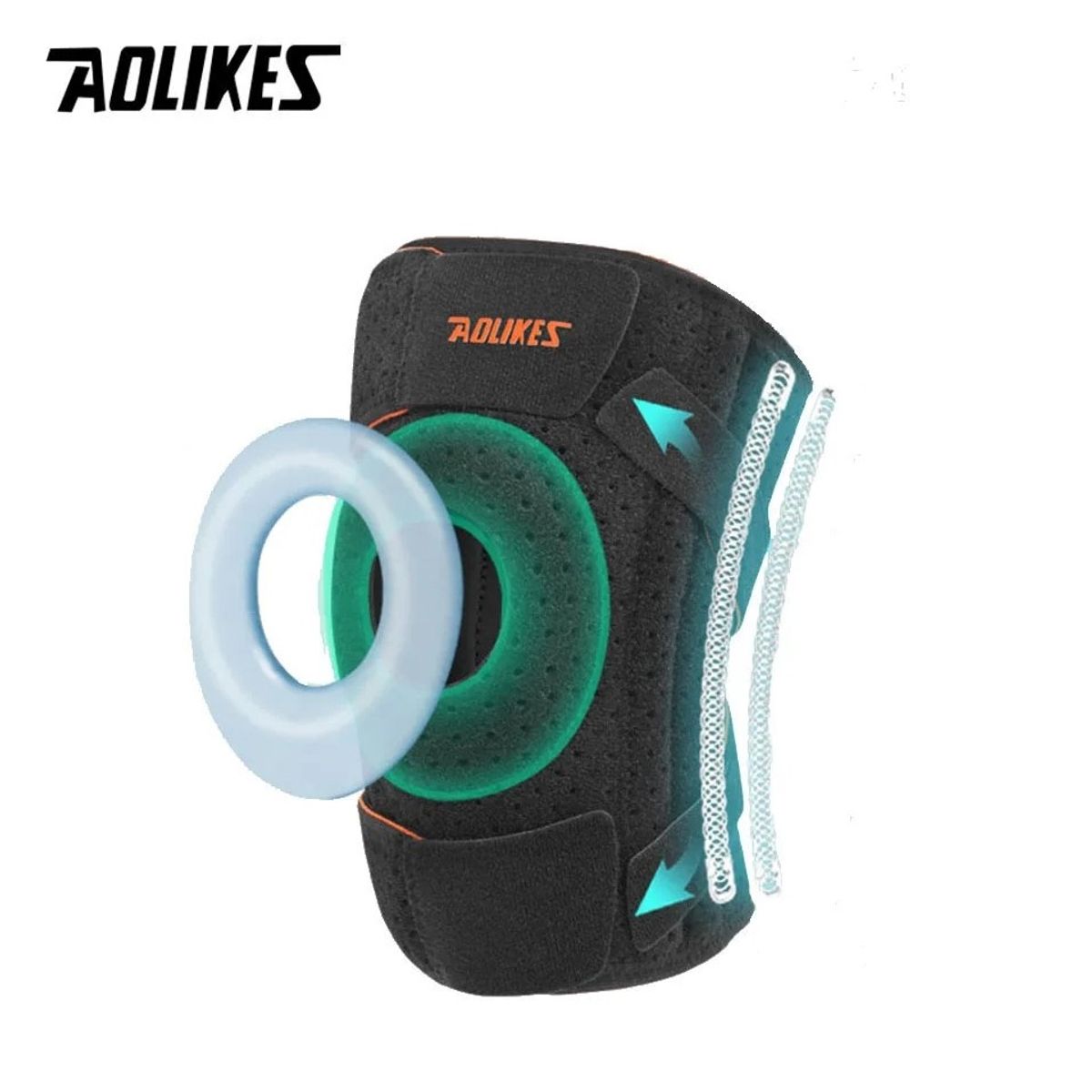 AOLIKES - Rodillera Deportiva Aolikes 7611 Soporte Metálico Negro