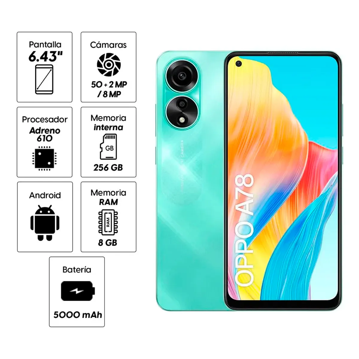 OPPO - Oppo A78 256GB 8GB RAM VERDE