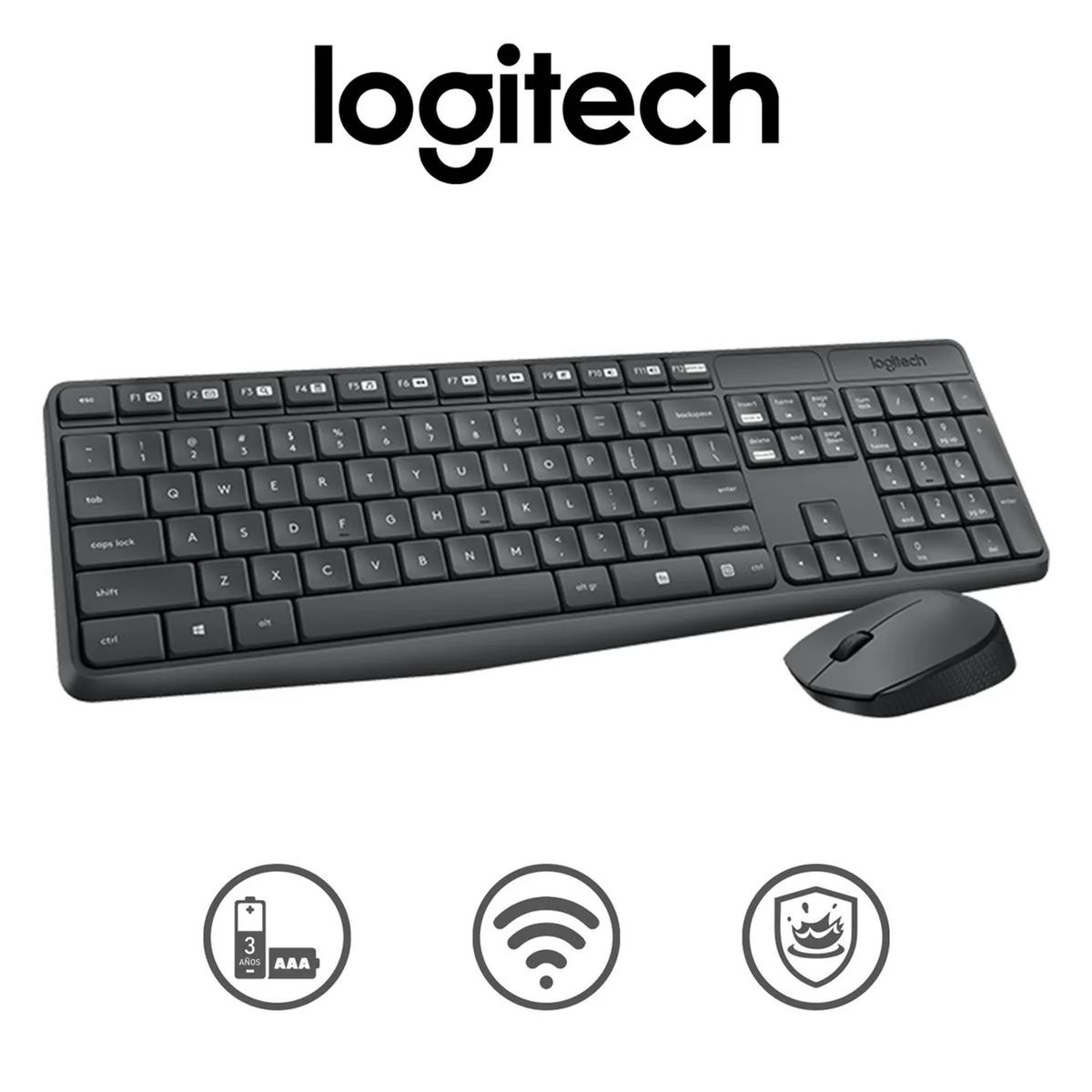 LOGITECH - TECLADO + MOUSE MK235 WIRELESS USB SP BLACK