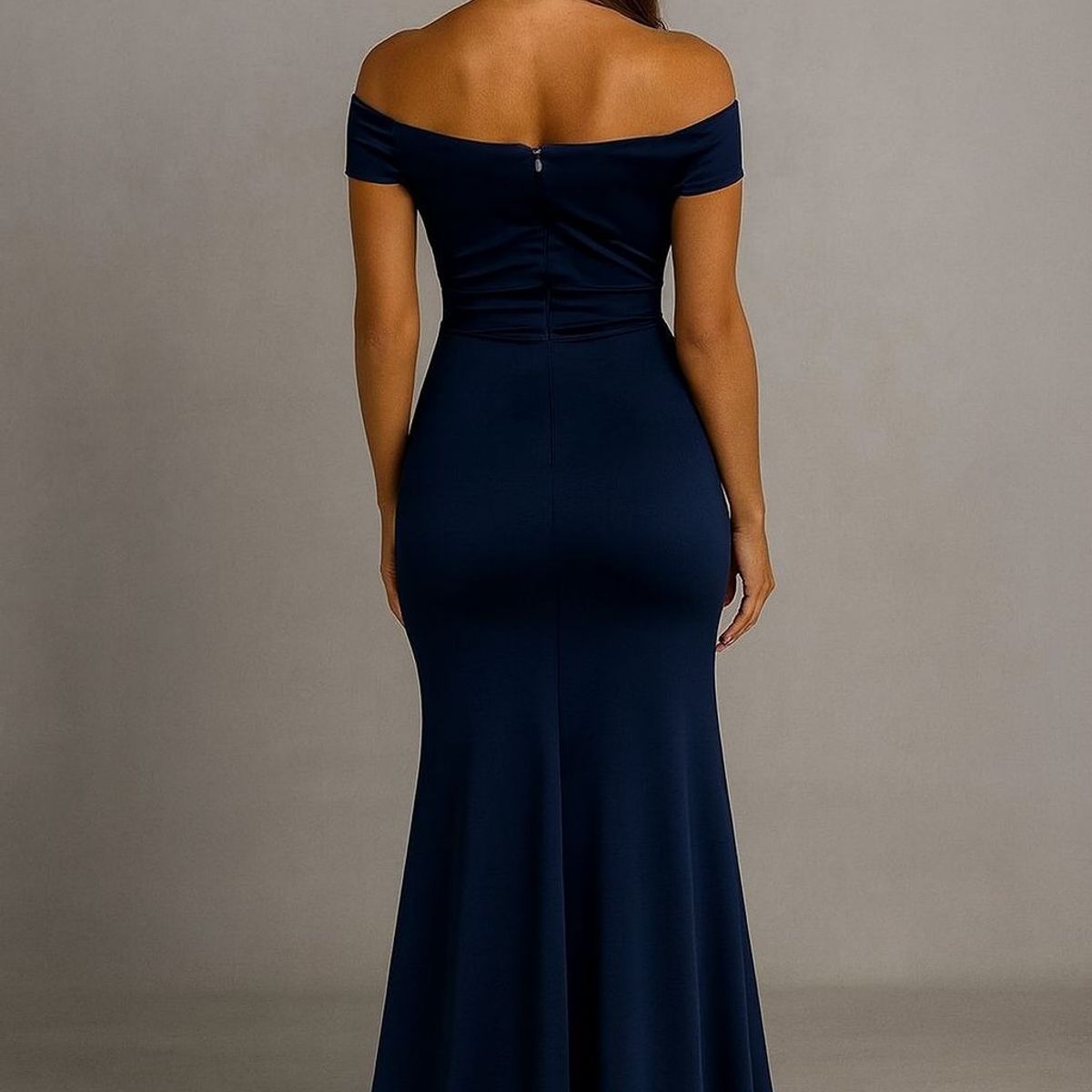 ANA RIVERO - Vestido Largo Azul Satin
